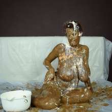 MessyCleo: Cleo enjoys a lot of chocolate paste and some ice cream.