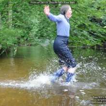 DungeonMasterOne: Langstonedale: Purity in the river in a uniform skirt and wellies!