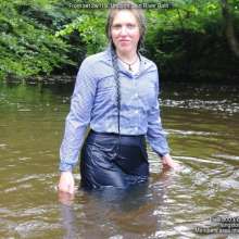 DungeonMasterOne: Langstonedale: Purity in the river in a uniform skirt and wellies!