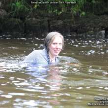 DungeonMasterOne: Langstonedale: Purity in the river in a uniform skirt and wellies!