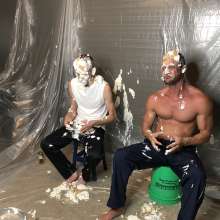 bodybyjake: my buddy and I get pied playing trivia