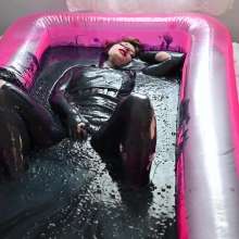 Stella: Stella gets messed up while she is dressed up in a pool of black gunge.