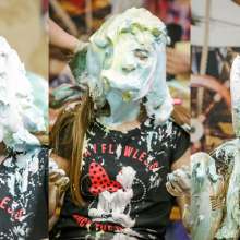 walking the plank: Zoe takes 30 pies in the face and Slimed!  Pie Challenge Program 12
