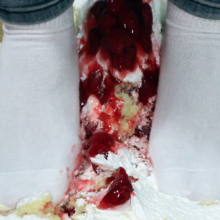 PieZone: Free Video!  Amber Smushes Cake With Her Feet