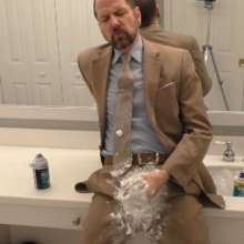 zave66: Play with some shaving cream... in a full suit and tie!
