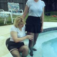 MadelineOasis: Two Lovers in Classic Skirts and Tees Take Their Time in a Pool
