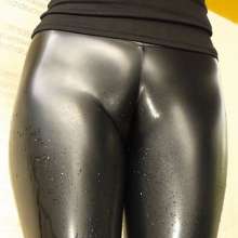 lofw: Skintight leather leggins at a car wash