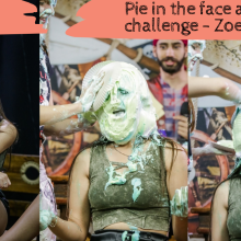 walking the plank: Zoe takes 30 pies in the face and Slimed!  Pie Challenge Program 12