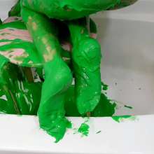 Kaydens: 2 Green Slime Vids: Pink Bikini Vs White Socks