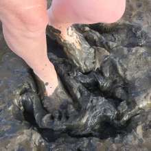 D.M.Z.: Gorgeous red toes in beach mud!