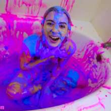 messyhot: Lainey London Destroyed with Pink and Blue Slime