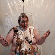 curiousvixen84: Messy Humiliation with Pies, Slime, and Chocolate Syrup