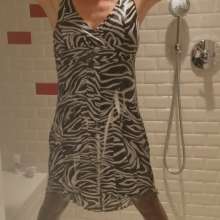 MadelineOasis: My Zebra Dress and Satin Slip in the Shower