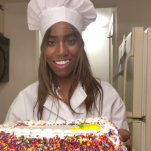 Messesoftheafternoon: Sexy chef sits on a cake and smashes pies in her face