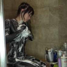Jayce: Jayce's Catsuit Wet, Foamy, Fluffy+Hair Wash+Titty Fuck!