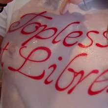 Big_Tits_Gunge: Lauren's 'Topless and Libre' Camel Toe Oil Shower!