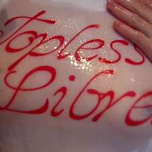 Big_Tits_Gunge: Lauren's 'Topless and Libre' Camel Toe Oil Shower!