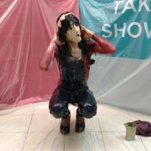 Wetlook Doll: Messy Jumpsuit Denim Oil
