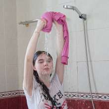 Wet Live Team: Nastya Got Wet in a Cute T-shirt without a Bra