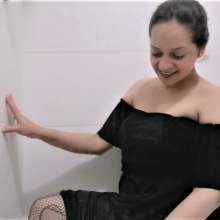 MadelineOasis: Lolita Wears a Nice Black Dress for Shower Sex