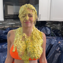 Slimed Models: Bella Gets a Particularly Nasty One.
