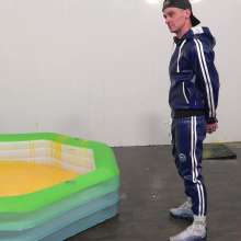 WamtasticUK: Ste Tied in PVC Mr Riegillio Track Suit Gunge Pool