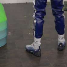 WamtasticUK: Ste Tied in PVC Mr Riegillio Track Suit Gunge Pool