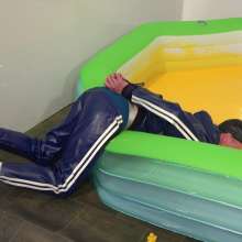 WamtasticUK: Ste Tied in PVC Mr Riegillio Track Suit Gunge Pool