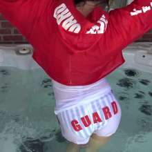 Jayce: The Lifeguard Drenched in Nikes, Socks, Sweats to White Tee