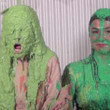 Anglefan: Ava and Molly green slimed