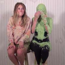 Anglefan: Ava and Molly green slimed
