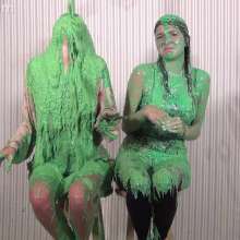 Anglefan: Ava and Molly green slimed