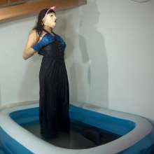 Wetlook Doll: Wet Formal Dress and Flur Red Coat