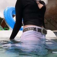 SexyS: White Jeans with a Black Front Zipper Top and Vans Shoes