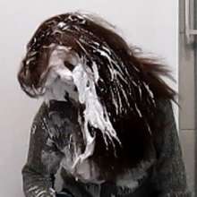 messycharlotte: my first try with a bucket of shaving cream
