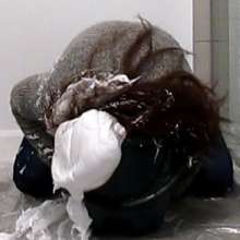 messycharlotte: my first try with a bucket of shaving cream
