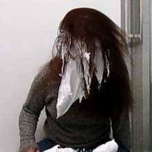 messycharlotte: my first try with a bucket of shaving cream