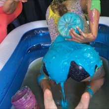 RevSlymsford: Ana Waters + Slimes Herself In The Pool In Cute Top + Shorts