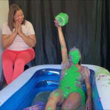 RevSlymsford: Ana Waters + Slimes Herself In The Pool In Cute Top + Shorts