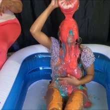 RevSlymsford: Ana Waters + Slimes Herself In The Pool In Cute Top + Shorts