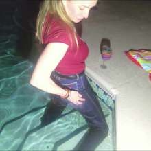 Tight and Wet Clothes: A Wet Jeans Sarah Swimming Pool Video