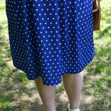 JD and Messy Andi: Andi's Blue Polka Dot Dress Got Wet!