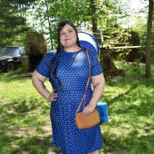 JD and Messy Andi: Andi's Blue Polka Dot Dress Got Wet!