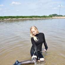 eileenvogel: W374 Eileens goes for a swim in a black dress