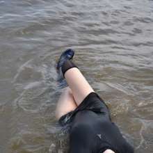 eileenvogel: W374 Eileens goes for a swim in a black dress
