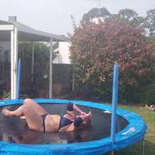 Darkabyss445: Getting Wet in the Rain on the Trampoline