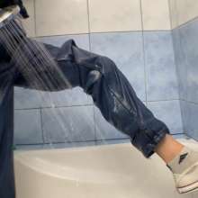 Wet Live Team: Jeans Getting Wet Anastasia and ASMR in the Shower