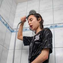 Wet Live Team: Jeans Getting Wet Anastasia and ASMR in the Shower