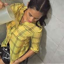 MadelineOasis: Clara Showers in a Button Down Blouse and Skirt