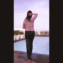 Aqua: Pool Break in Malta in Jeans and Blouse
